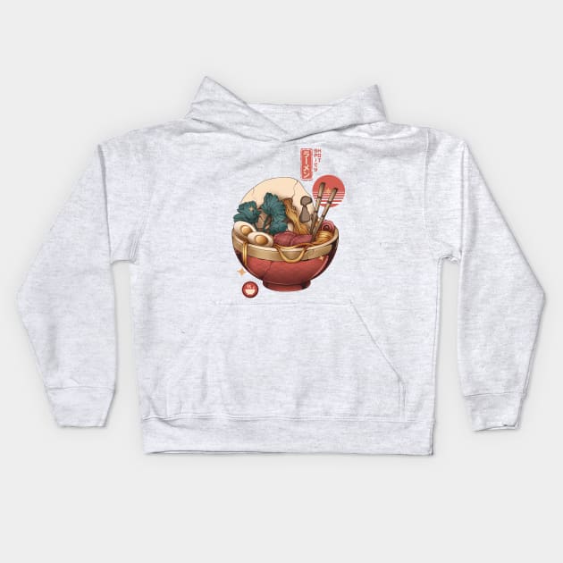 Spicy Hot Ramen Skull Kids Hoodie by Hirolabs